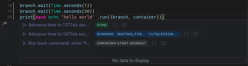 Example of action interface