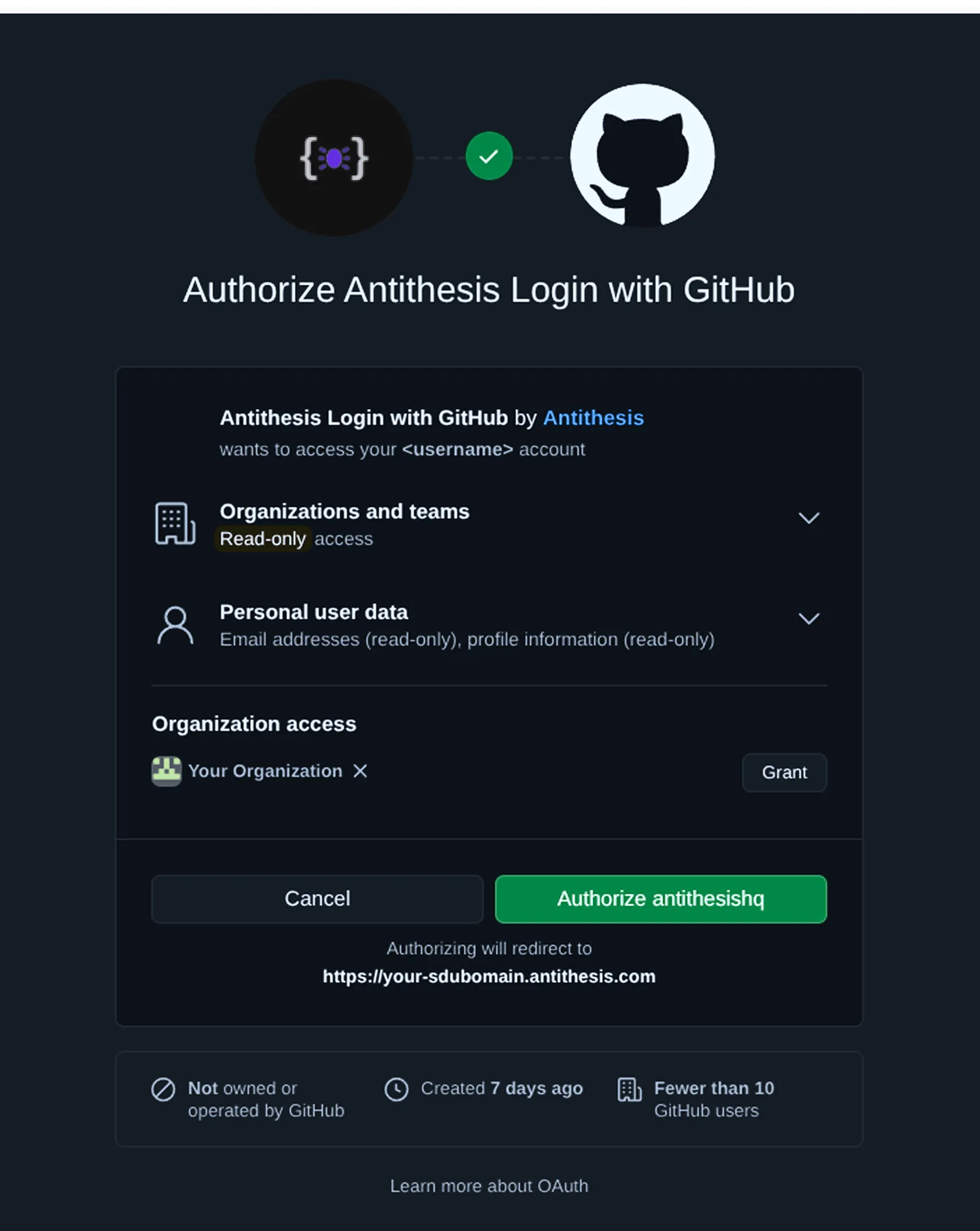 GitHub admin to authorize