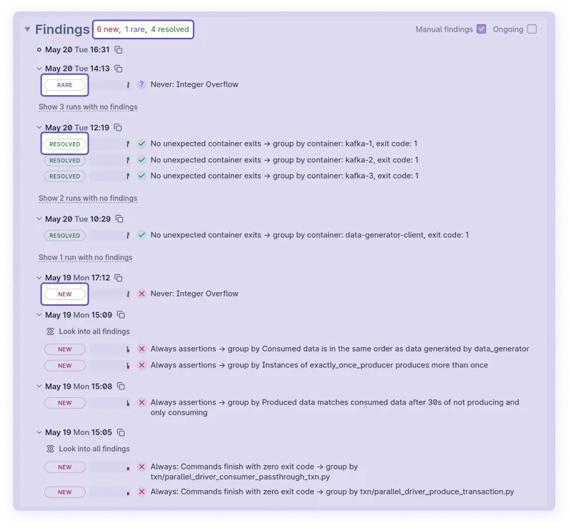 Types of findings