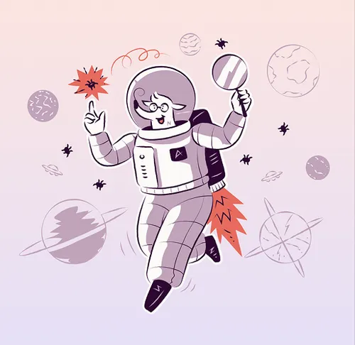 snouty mascot as astronaut