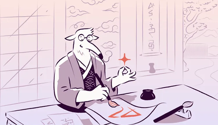 snouty mascot as wise man