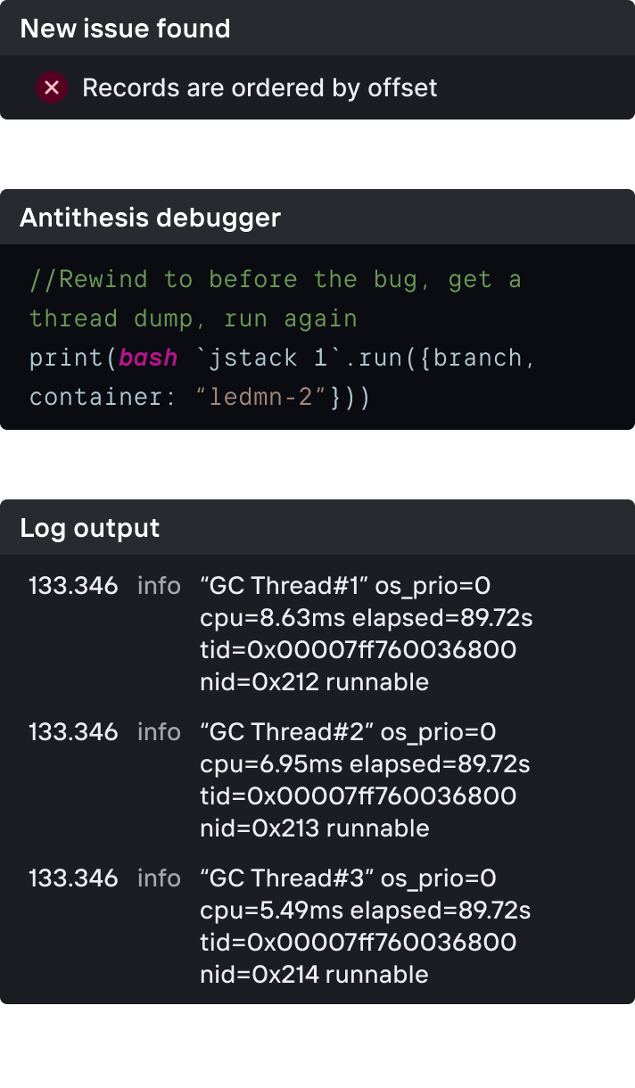 Antithesis debugging