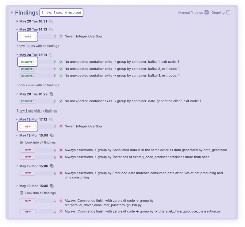 Types of findings