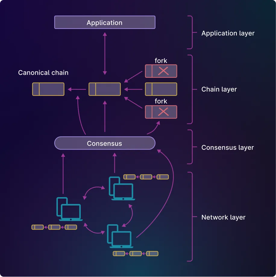 Layers of a blockchain system.